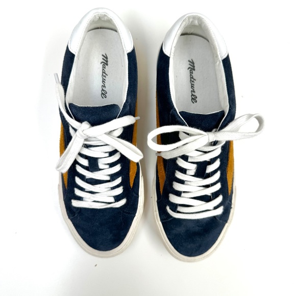 Madewell Sidewalk Suede Low Top Sneaker Navy/Gold Women’s Size 7 Nightfall - Picture 6 of 10
